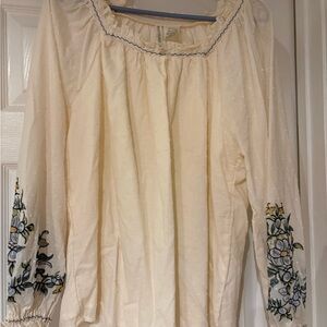 Embroidered Cream Blouse by Forgotten Grace.
